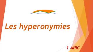 Les hypéronimies 1APIC [upl. by Yelsnik361]