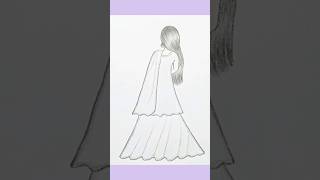 Lehenga drawing shorts sketch art [upl. by Sitoel]