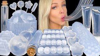 ASMR CLEAR FOOD MUKBANG LYCHEE JELLY EDIBLE LIP GLOSS SPRITE SODA PIPETTE CLEAR NOODLES 먹방 [upl. by Gilleod]