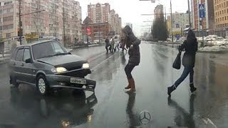 Lucky Pedestrians Avoid Crash [upl. by Nodnas507]