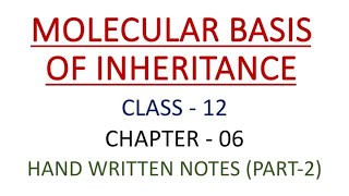 CLASS 12  BIOLOGY  CHAPTER 6  MOLECULAR BASIS OF INHERITANCE  HAND WRITTEN NOTES  PART2 [upl. by Foss267]