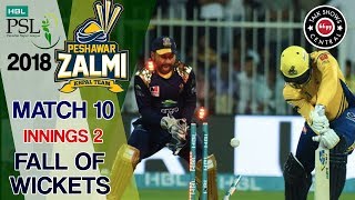 Peshawar Zalmi Fall Of Wickets  Quetta Vs Peshawar  Match 10  HBL PSL 2018  PSL  M1F1 [upl. by Assirat]