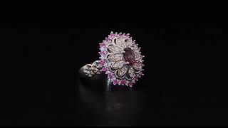 Rhodolite Garnet Pink Sapphire amp Zircon Ring In 18K Rose GoldRhodium over Sterling Silver 130ctw [upl. by Melvina]