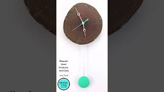 Mesquite Wood Pendulum Wall Clock in Blue Epoxy [upl. by Hait]