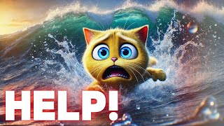 kittens horrible surfing experience cat cutecat catlover [upl. by Yedorb]