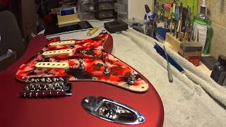 Custom Strat guitar Assembly  Art Pickguard [upl. by Utter]