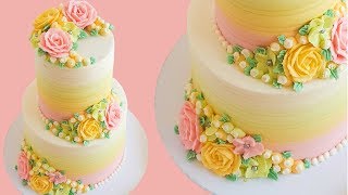 Elegant Buttercream Rose Cake Tutorial Rosies Dessert Spot [upl. by Anisamot]