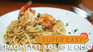 Easiest Aglio e Olio Pasta with Shrimp  5 ingredients Pasta Recipe [upl. by Nauqal952]