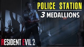 How to Get the 3 Medallions  Police Station  Location of Medallions  Resident Evil 2 [upl. by Aidnama]