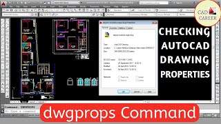 How to Check AutoCAD Drawing Properties  Dwgprops command in Autocad  CAD CAREER [upl. by Pavior]