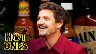 Pedro Pascal Cries From His Head While Eating Spicy Wings  Hot Ones [upl. by Ellehcirt]