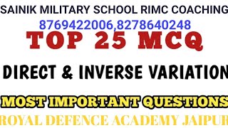 Very Important maths direct and inverse variation MCQs for class 6th RMS amp RIMC AISSEE [upl. by Naitsirhk]