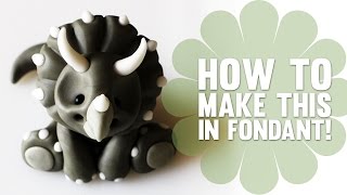 How to Make a Baby Dinosaur Triceratops in Fondant  Cake Decorating Tutorial [upl. by Hildegaard]