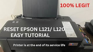 RESET EPSON L121L120EASY TUTORIALPRINTERS INK PAD IS AT THE END OF ITS SERVICE LIFE [upl. by Amsirahc]