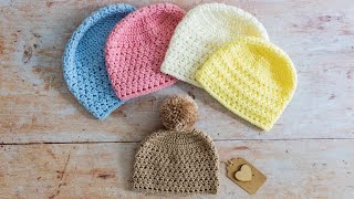 How to Crochet a Newborn Hat Newborn Baby Hat Crochet Pattern Tutorial [upl. by Charlene421]