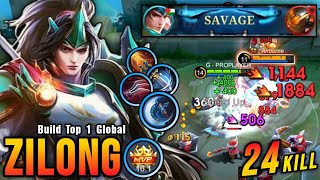 SAVAGE  24 Kills ATK Speed amp Critical Build Zilong is Deadly  Build Top 1 Global Zilong  MLBB [upl. by Thapa]