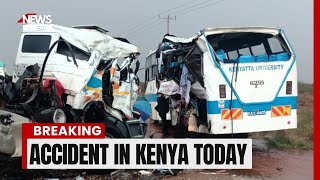 Accident in Kenya today Several feared dead after Kenyatta University Bus Collides With Trailer [upl. by Anaitak]