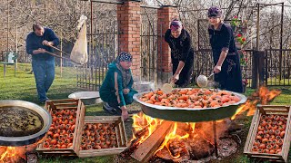 Village women make molasses from harvested red Persimmon  1Hour Best Recipes [upl. by Iddet]