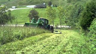 John deere 6630 bush hogging hillside [upl. by Attirb]