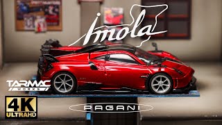 Tarmac Works 164  Pagani Imola Rosso Dubai l Cinema Shot 4K Diecast [upl. by Anilatak]