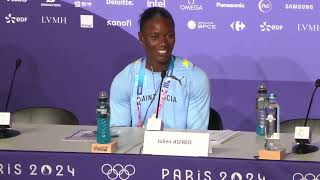 Julien Alfred Wins 100m Gold In 1072 For St Lucia ShaCarri Richardson Silver  Press Conference [upl. by Kurtis]