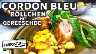 Cordon Bleu Rolle mit Pfälzer Gereeschde  Schnitzel mal anders  mit Käse und Schinken gefüllt [upl. by Dulci]