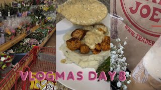 VLOGMAS DAY 8 TRADER JOES HAUL  COOK WITH ME [upl. by Wakerly]