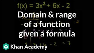 Domain and range of a function given a formula  Algebra II  Khan Academy [upl. by Ulyram]