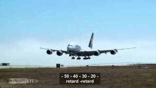 PilotsEYE tv A380 Landing KSFO San Francisco SUBTITLES English without commentary [upl. by Burnham]