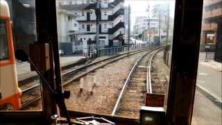 路面電車・併用軌道から鉄道線へ・・ 後ろ窓から見た風景 伊予鉄道 [upl. by Briny]