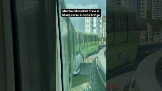 Mumbai MonoRail Train taking a sharp Curve amp crossing Bridge [upl. by Steffin]