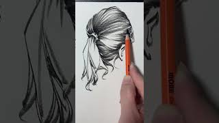 Pony Tail Hair Diagonal Right View Drawing  Amazing Drawing shorts art drawingstyles [upl. by Rekab]