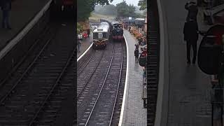 Pannier tank steam train passes DMU Arley Sept 24 severnvalleyrailway [upl. by Marj]