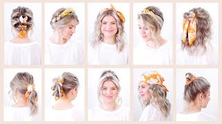 10 Easy Summer Hairstyles with Bandana Headband  Milabu [upl. by Aneetsyrk]