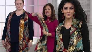 Susan Graver Printed Chiffon Vest and Knit Top Set on QVC [upl. by Okiman]