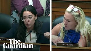 Marjorie Taylor Greene and Alexandria OcasioCortez clash in chaotic US House hearing [upl. by Aneahs]