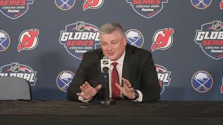 Coach Keefe on his new acquisition Kovechkin after Global Series Game 1 win [upl. by Lyrret]