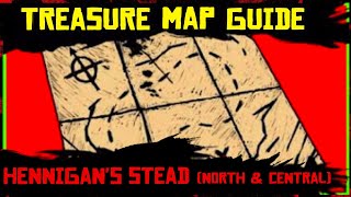 Hennigans Stead North amp Central Treasure Map Guide All Locations Red Dead Online  RDR2 [upl. by Sucramaj]