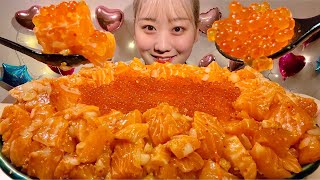 ASMR コストコ サーモンポキいくら丼 Salmon Poke Salmon Roe Rice Bowl【日本語字幕】【咀嚼音 Mukbang Eating Sounds】 [upl. by Adianez]