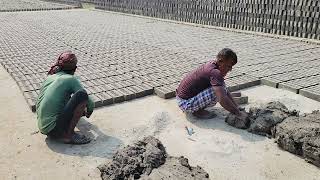 Fabrication de briques en terre cuite dans la caisse en bois Champ de brique traditionnel  Brick [upl. by Jamaal775]