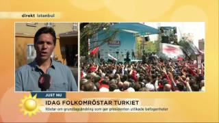 Direktrapport från folkomröstningen i Turkiet  Nyhetsmorgon TV4 [upl. by Wagshul]