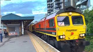 4 Freightliner trains passing Barking station [upl. by Eliza463]