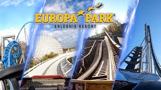 All Roller Coasters at Europa Park Winterzauber 202324  4K Onride POV [upl. by Aehtela921]