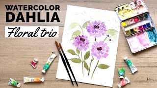 How to paint fluffy watercolor dahlias for beginners [upl. by Htrap752]