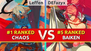 GGST ▰ Leffen 1 Ranked Happy Chaos vs DEfazyx 5 Ranked Baiken High Level Gameplay [upl. by Tab]