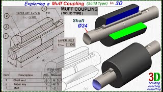 Muff Coupling 3D Design in SolidWorks 3Dmodeling fusion360 solidedge creo mechanical [upl. by Sumer381]