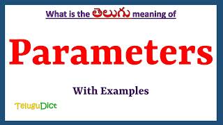 Parameters Meaning in Telugu  Parameters in Telugu  Parameters in Telugu Dictionary [upl. by Ciapas]