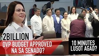 BUDGET NG OVP APROBADO SA SENADO SA LOOB NG SAMPUNG MINUTO FULL VIDEO duterte ovpbudget sara [upl. by Keverne]