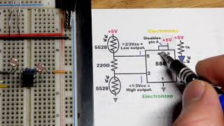 555 timer comparator with hysteresis switch with LDR Light Dependent Resistors circuit [upl. by Aztilay757]