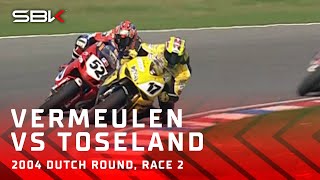 INCREDIBLE LAST LAP BATTLE Vermeulen 🆚 Toseland at Assen ⚔️  2004 DutchWorldSBK 🇳🇱 [upl. by Bellina]